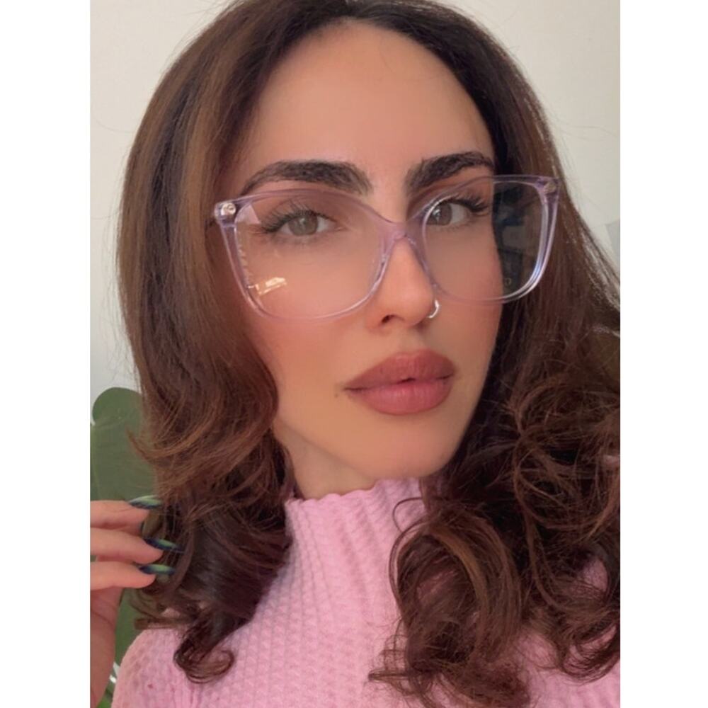 NEW Gucci GG0026O Transparent Lilac Cat Eye Eyeglasses Frames